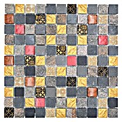 Mosaikfliese Quadrat Crystal Mix XCM CR47 (30 x 30 cm, Grau/Schwarz, Glänzend)