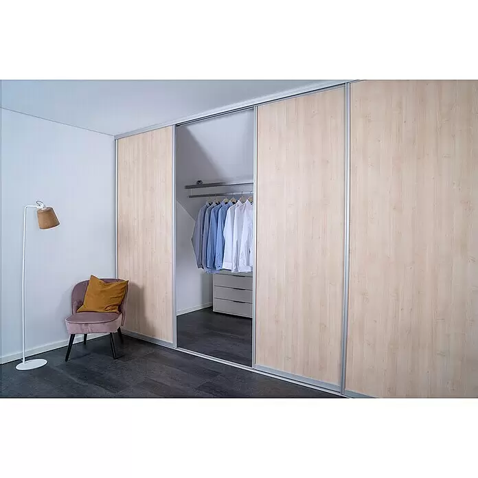Room Plaza Easy Doing Schiebetür-Bau-SetAhorn Naturwuchs, Profilfarbe: Silber