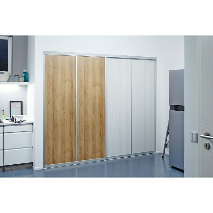Room Plaza Schiebetür-Bauset Easy (Eiche Country/Pinie White, Max. Raumhöhe: 2.600 mm, Max. Türbreite: 1.260 mm)