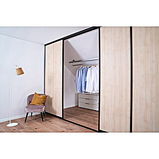Room Plaza Easy Doing Schiebetür-Bau-Set (Ahorn Naturwuchs, Profilfarbe: Schwarz)