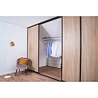 Room Plaza Easy Doing Schiebetür-Bau-Set (Eiche geplankt, Profilfarbe: Schwarz)