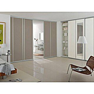 Room Plaza Easy Schiebetür-Bau-Set (Taupe/Weiß Miniperl, Profilfarbe: Silber)