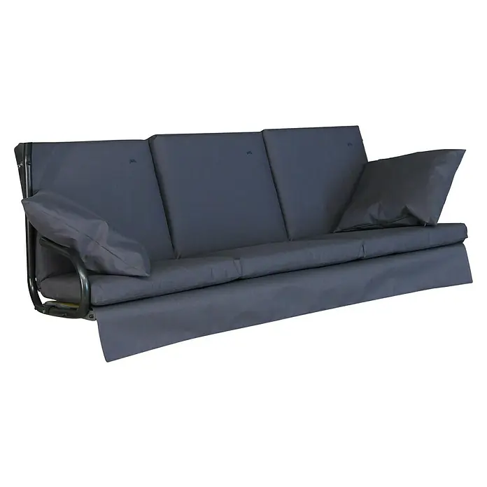 ErsatzkissenPassend für: Hollywoodschaukel Loft Sun, Anthrazit - Ein graues Swingasan-Sofa mit bequemen Kissen. Perfekt zum Entspannen im Freien mit seinem stilvollen Design und dem einladenden Aussehen.