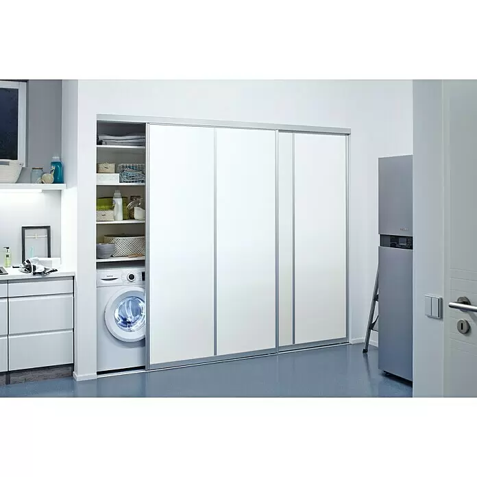 Room Plaza Easy Schiebetür-Bau-Set - Hochglanz Schwarz/Hochglanz Weiß, Farbe Beschlag: Silber - Stimmungsaufnahme
