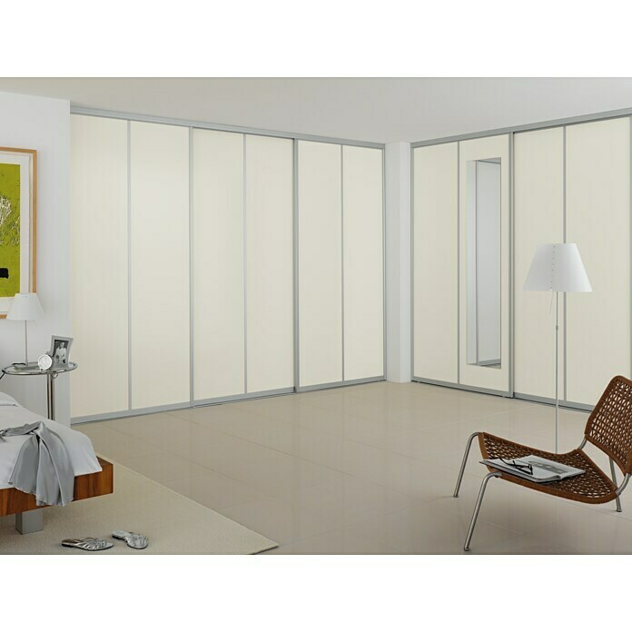Room Plaza Schiebetür-Bauset Easy (Taupe/Weiß Miniperl, Max. Raumhöhe: 2.600 mm, Max. Türbreite: 1.260 mm)