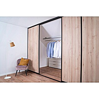 Room Plaza Easy Doing Schiebetür-Bau-Set (Buche Naturwuchs, Profilfarbe: Schwarz)
