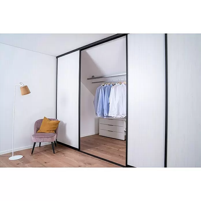 Room Plaza Easy Doing Schiebetür-Bau-SetPinie weiß, Profilfarbe: Schwarz