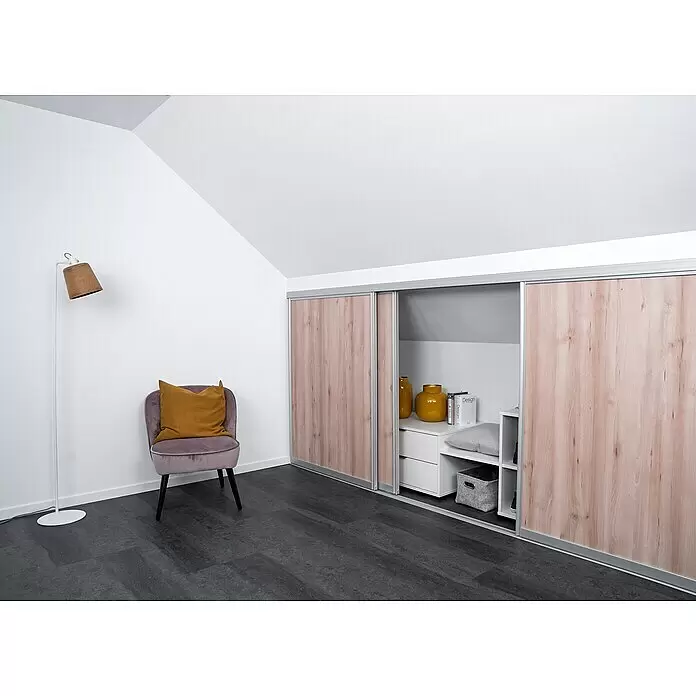 Room Plaza Easy Doing Schiebetür-Bau-Set KniestockBuche Naturwuchs, Profilfarbe: Silber