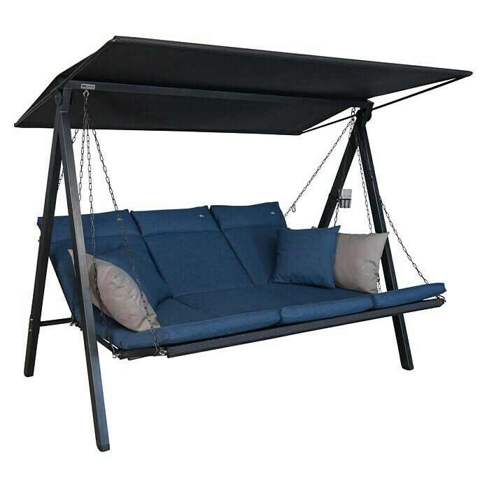 Hollywoodschaukel Lounge SmartB x T x H: 210 x 145 x 160 cm, Denim, Liegefunktion Diagonal View