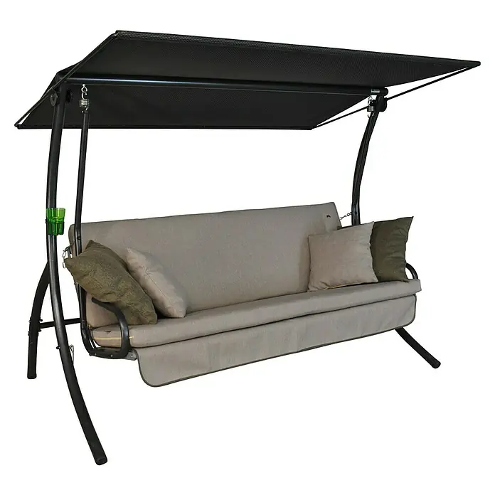 Hollywoodschaukel Drift Smart - B x T x H: 210 x 145 x 160 cm, Sand, Liegefunktion - Gartenschaukel mit Überdachung und Kissen in neutralen Farben für entspannte Stunden im Freien. Ideal zum Relaxen und Genießen.