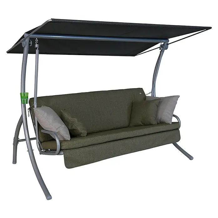 Hollywoodschaukel Drift Smart - B x T x H: 210 x 145 x 160 cm, Olive, Liegefunktion - Bequeme Gartenschaukel mit robustem Gestell und weichen Kissen für entspannte Stunden im Freien. Perfekt zum Relaxen.