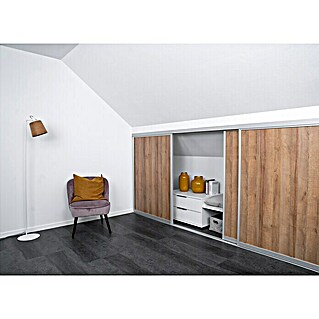 Room Plaza Easy Doing Schiebetür-Bau-Set Kniestock (Eiche Country, Profilfarbe: Silber)