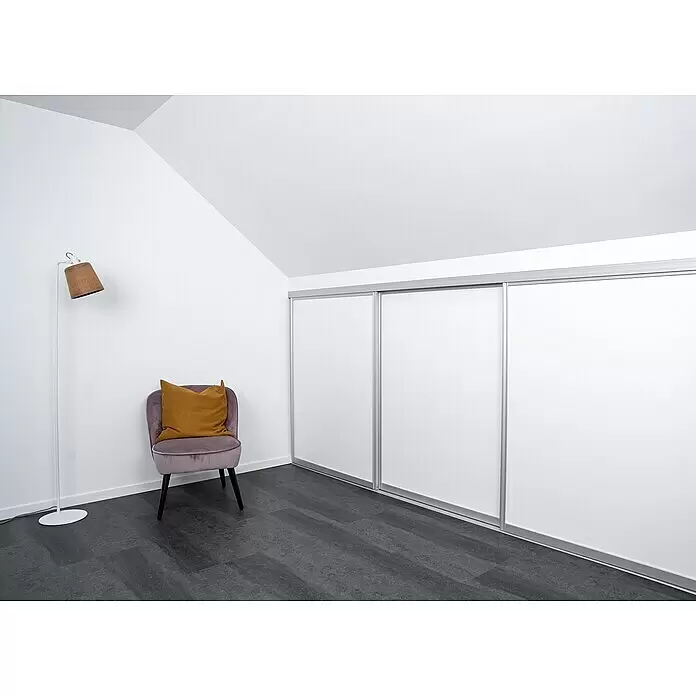 Room Plaza Easy Doing Schiebetür-Bau-Set KniestockSignalweiß, Profilfarbe: Silber