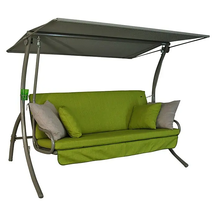 Hollywoodschaukel Drift SmartB x T x H: 210 x 145 x 160 cm, Lime, Liegefunktion - Eine grüne Gartenschaukel mit Überdachung und bequemen Kissen. Ideal zum Entspannen im Freien, bietet sie Komfort und Schutz vor der Sonne.
