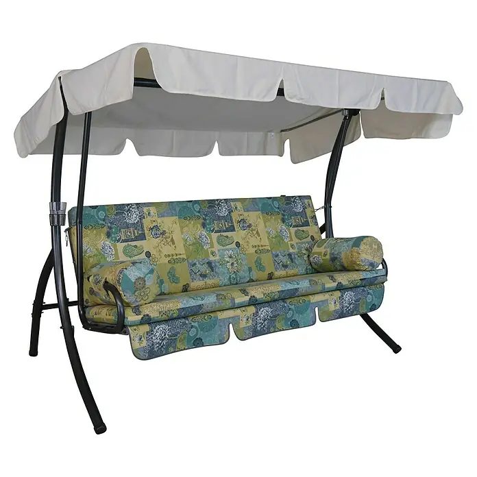 Hollywoodschaukel Trend - B x T x H: 210 x 145 x 160 cm, Neuburg Beige, Liegefunktion - Elegante Gartenschaukel mit gemütlichen Kissen und Sonnendach. Entspannung pur im Freien mit diesem stilvollen Möbelstück für Ihren Garten.
