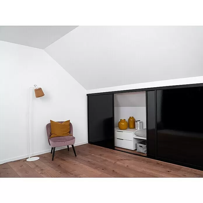 Room Plaza Easy Doing Schiebetür-Bau-Set KniestockHochglanz Schwarz/Hochglanz Weiß, Profilfarbe: Schwarz