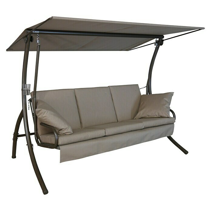 Hollywoodschaukel Loft SunB x T x H: 210 x 145 x 160 cm, Taupe, Liegefunktion Diagonal View