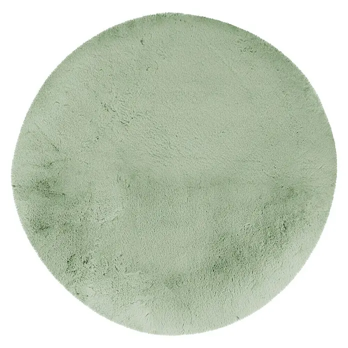 Fellteppich Happy - Jade, Durchmesser: 160 cm, 100 % Polyester (Flor) - Runder, hellgrüner Teppich mit weicher Textur. Ideal für Wohnzimmer oder Schlafzimmer, um Wärme und Komfort zu spenden.