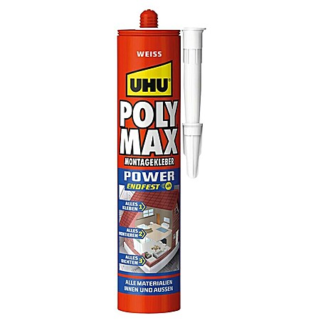 UHU Poly Max Montagekleber Power (Weiß, 425 g, Kartusche)