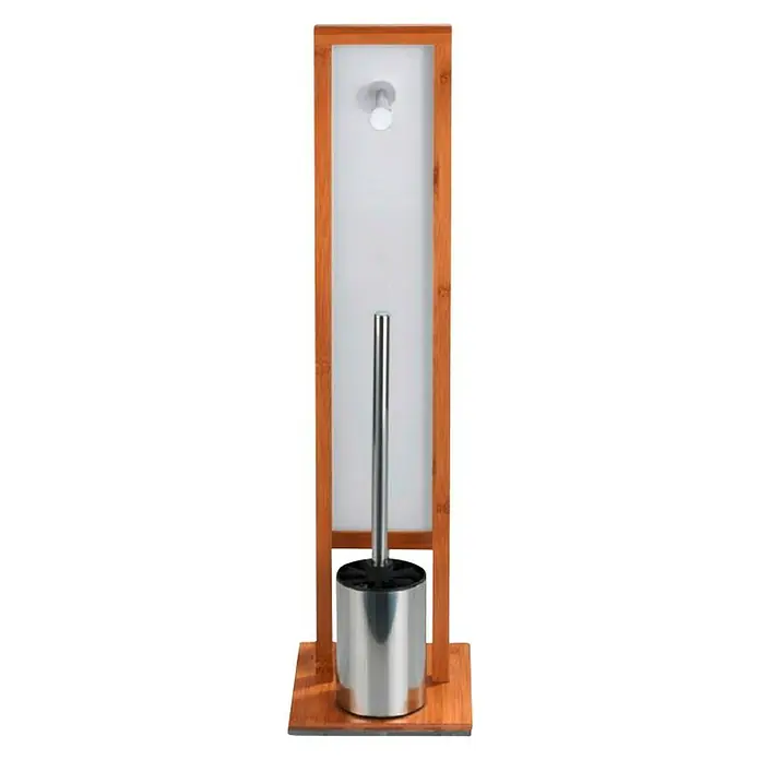 Wenko WC-Bürstengarnitur - 23 x 18 x 70 cm, Glas, Natur - Elegante Toilettenbürste mit Halterung in Holzoptik. Ein stilvolles Accessoire für jedes Badezimmer, das Funktionalität und Ästhetik vereint.