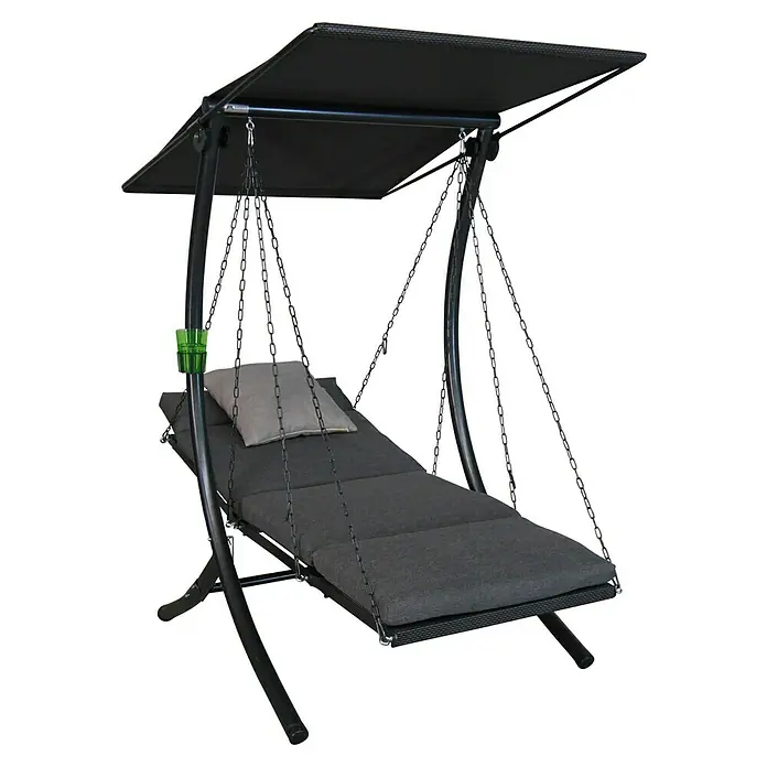 Hollywoodschaukel Swing Smart - B x T x H: 100 x 145 x 160 cm, Stone, Liegefunktion - Hängeliege mit Sonnendach, ideal zum Entspannen im Garten. Bequeme Polsterauflage und ein stabiles Gestell für erholsame Stunden im Freien.