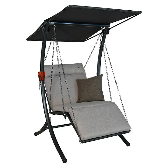 Hollywoodschaukel Swing Smart - B x T x H: 100 x 145 x 160 cm, Sand, Liegefunktion - Elegante Hängeliege mit Sonnenschutz, ideal für entspannte Stunden im Garten oder auf der Terrasse. Bequeme Polster laden zum Verweilen ein.