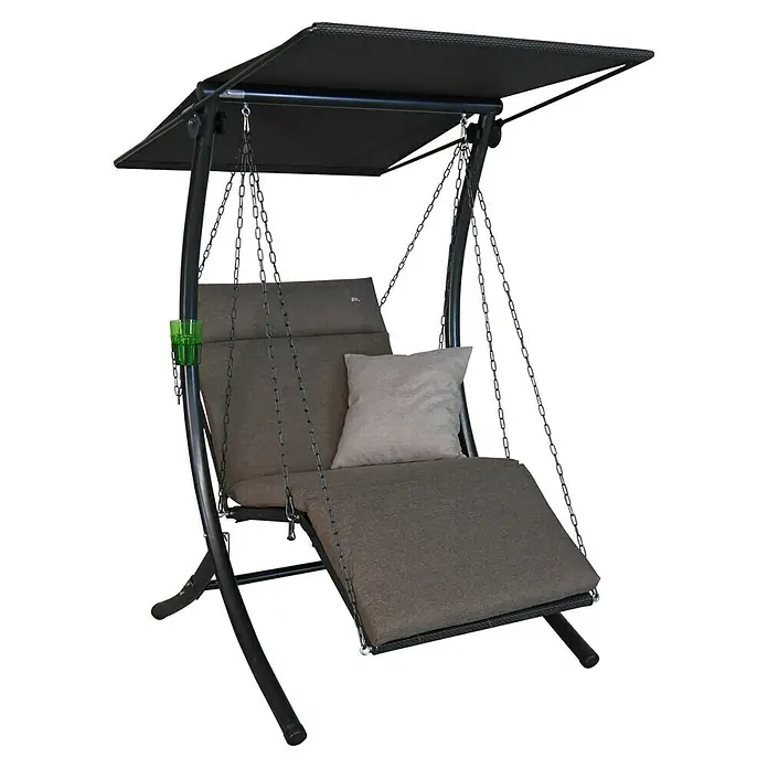 Hollywoodschaukel Swing SmartB x T x H: 100 x 145 x 160 cm, Olive, Neigbar (Dach) - Entspannen Sie stilvoll mit dieser Hängeliege. Bequemes Design mit Sonnenschutzdach und Kissen für optimale Entspannung im Freien.
