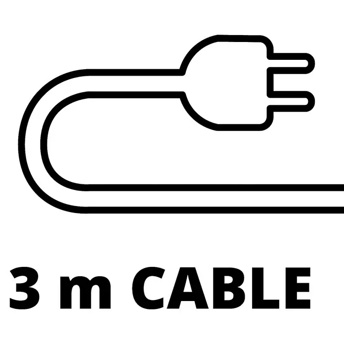 Einhell Martillo demoledor TC-DH 43 - 1.600 W, 43 J, Alojamiento SDS-Hex - Ilustración de un cable de 3 m con enchufe, destacando la longitud del cable del producto.
