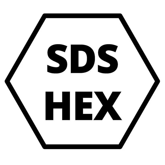 Einhell Martillo demoledor TC-DH 43 - 1.600 W, 43 J, Alojamiento SDS-Hex - Marcaje negro "SDS HEX" en un contorno hexagonal.