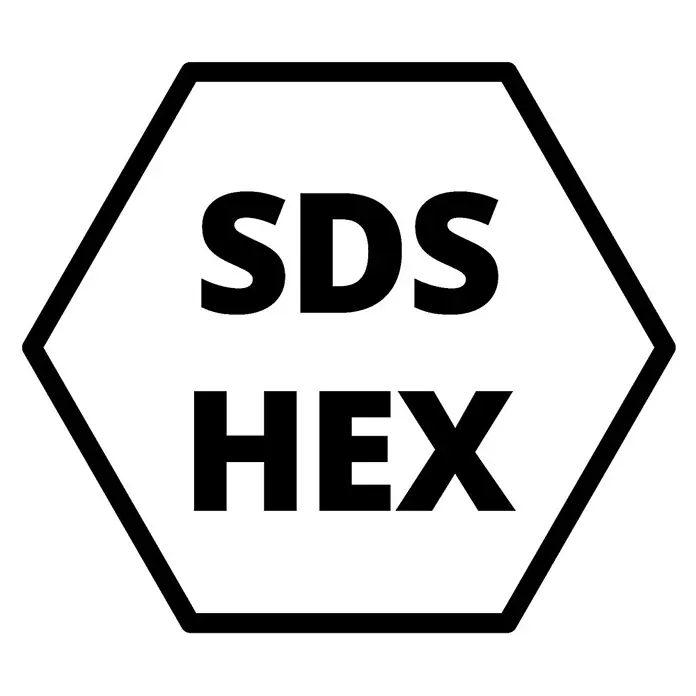 Einhell Martillo demoledor TC-DH 43 - 1.600 W, 43 J, Alojamiento SDS-Hex - Marcaje negro "SDS HEX" en un contorno hexagonal.