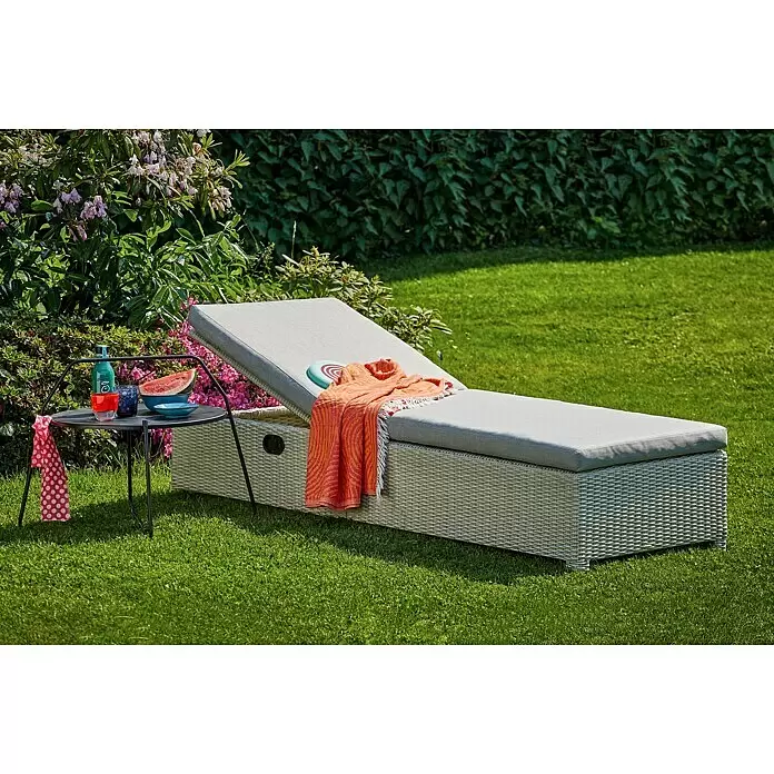 Sunfun Paula Gartenliege - B x T: 71 x 194 cm, Weiß/Grau, Metall, Rückenlehne verstellbar - Stimmungsaufnahme