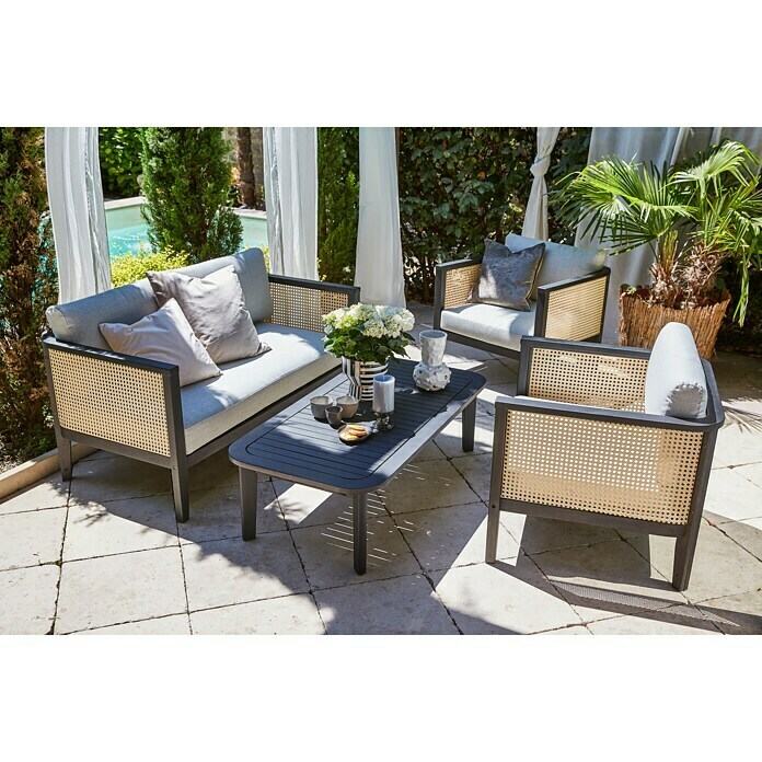 Sunfun Garten-Couchtisch CoralieL x B x H: 120 x 60 x 35 cm, Mattschwarz Mood Shot