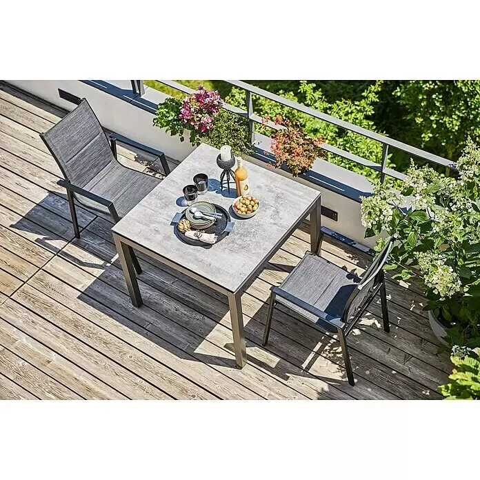 Sunfun Melina Gartensessel - Aluminium, Textilen, Stapelbar, Schwarz, B x T x H: 56,5 x 66 x 91 cm - Stimmungsaufnahme