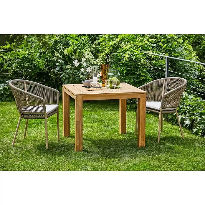 Sunfun Laura Gartentisch - L x B x H: 90 x 90 x 76 cm, Akazie, Quadratisch, Braun - Stimmungsaufnahme