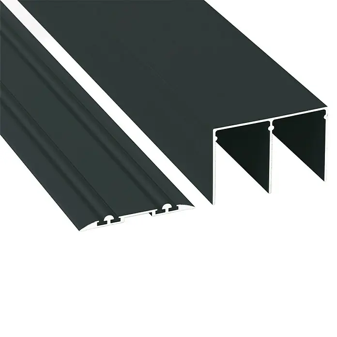 Room Plaza Easy Doing Schienen-Bau-SetPassend für: Room Plaza Easy Doing Schiebetür-Bau-Sets, 3.000 mm, Schwarz - Produktabbildung von Türschwellenprofilen, ideal für einen nahtlosen Übergang und zur Abdichtung von Türen, in elegantem Design.