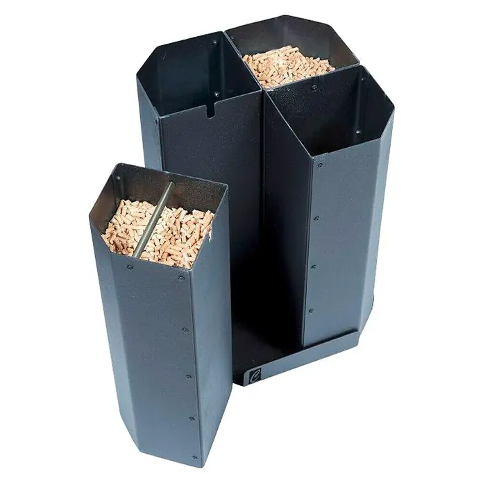 Pellet- & Kohlekorb Paul - L x B x H: 31 x 31 x 45,5 cm, Stahl, Schwarz - Pelletbehälter aus Stahl mit Fächern für verschiedene Pelletsorten. Ideal für Pelletöfen und Heizsysteme.