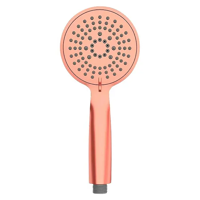 Wenko Teleducha Young - Número de funciones: 5 ud., Oro Rosa - Cabezal de ducha de mano en oro rosa con diseño redondo y múltiples boquillas para una ducha relajante.