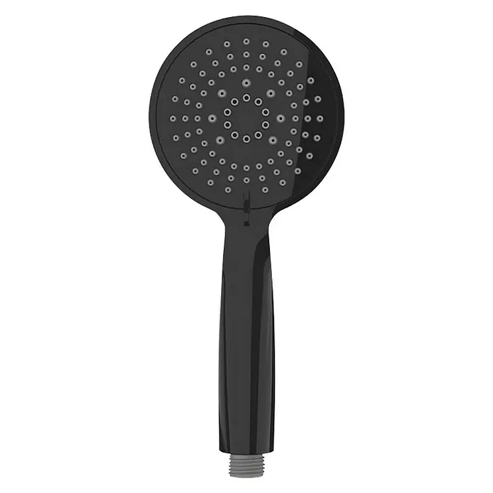 Wenko Teleducha - Número de funciones: 5 ud., Negro - Cabezal de ducha negro con cabeza redonda y numerosos chorros para una experiencia de ducha relajante. Diseño moderno que se adapta a cualquier baño.