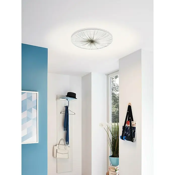 Eglo LED-Deckenleuchte rund Nieves - 24 W, Ø x H: 410 mm x 6,5 cm, Weiß, Silber, Weiß, Warmweiß - Eine moderne Deckenleuchte mit einem filigranen, sternförmigen Design, das einen eleganten Akzent in jedem Raum setzt. Perfekt für Flur und Wohnbereich.