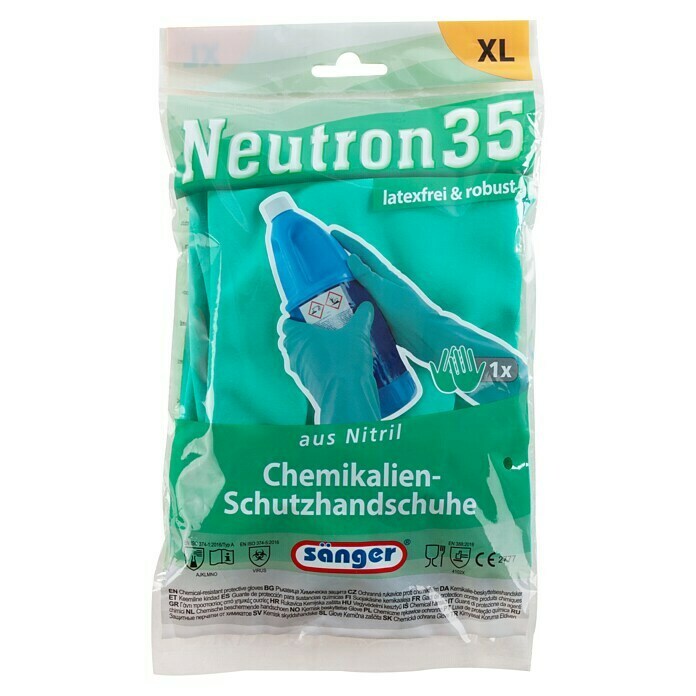 Sänger Schutzhandschuhe Neutron 35Größe: XL, Grün, Nitril Front View