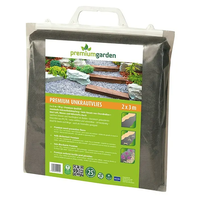 Unkrautvlies - L x B: 3 x 2 m, Grammatur: 90 g/m² - Premium Unkrautvlies 2x3m, eine hochwertige Lösung zur Unkrautbekämpfung im Garten, lässt Luft und Nährstoffe durch, UV-beständig.