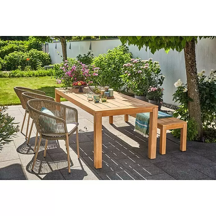 Sunfun Laura Gartenbank - B x T x H: 190 x 42 x 45 cm, Akazie, Naturbraun - Stimmungsaufnahme