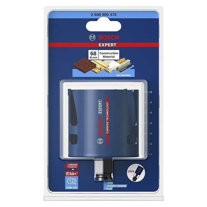 Bosch Professional Expert Sierra de corona Construction Material - Diámetro: 68 mm, Otros - La sierra de corona Bosch EXPERT de 68 mm es ideal para diversos materiales de construcción y ofrece una larga vida útil gracias a la tecnología de carburo.