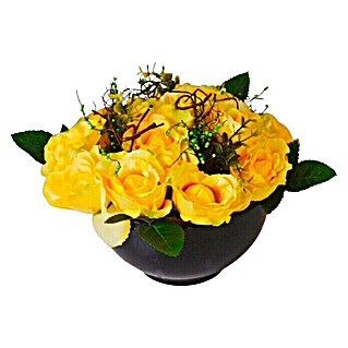 Nadgrobni cvjetni aranžman (Ø x V: 30 x 20 cm, Žute boje)