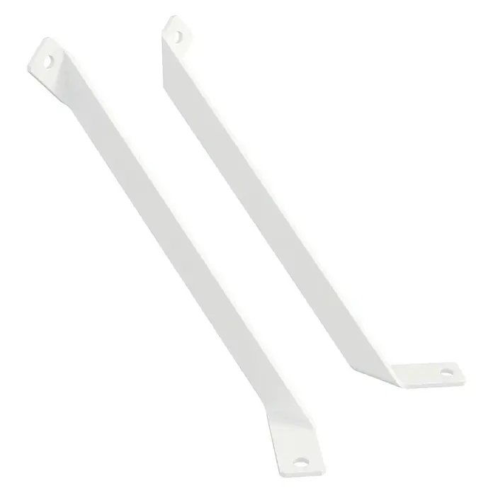 Rei Regalhalter - L x B x H: 238 x 38 x 20 mm, Weiß, Belastbarkeit: 15 kg - Zwei weiße Klimaanlagenhalterungen, die zur sicheren Befestigung von Klimageräten an Wänden dienen. Robuste Konstruktion sorgt für Stabilität und Langlebigkeit.