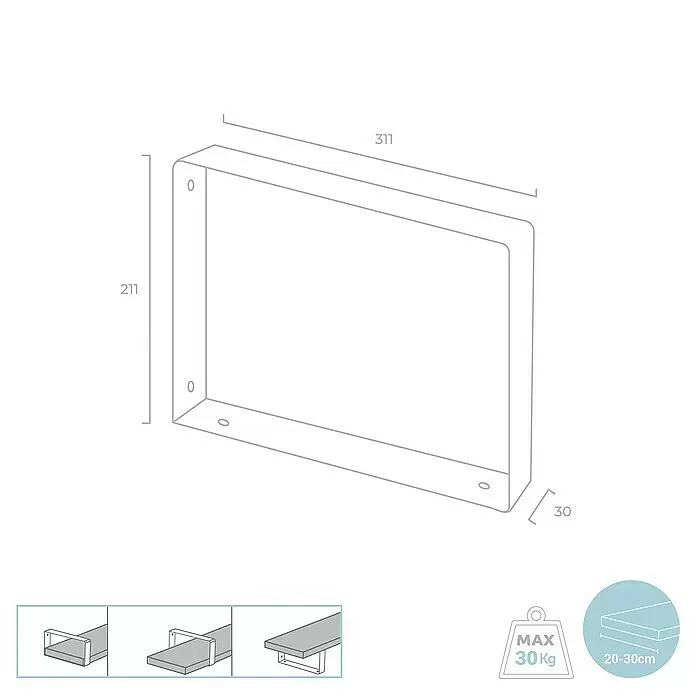 Rei Wandkonsole PureL x B x H: 311 x 211 x 30 mm, Belastbarkeit: 30 kg, Schwarz
