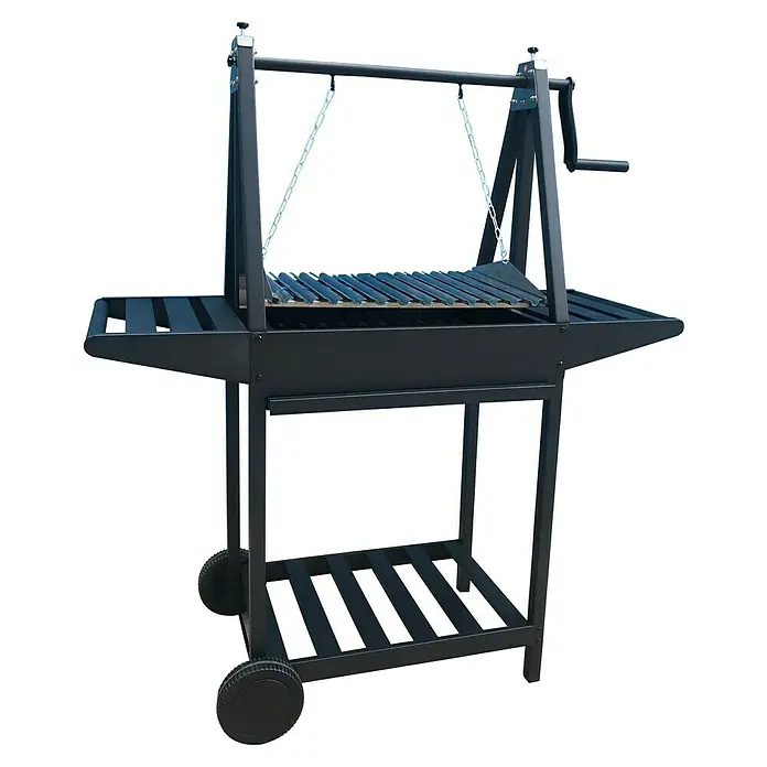 Grillstar Barbacoa de carbón Idaho - Superficie de la parrilla (An x Pr): 58,6 x 39,5 cm, Negro - Un elegante carro de parrilla negro con rejilla ajustable y espacio de almacenamiento práctico. ¡Ideal para maestros de la parrilla!