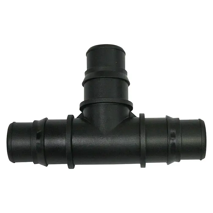 Malibu T-Stück - Durchmesser Anschluss: 32 mm - 38 mm - Schwarzes T-Stück-Verbindungsstück für die Bewässerung, ideal für präzise und effiziente Wasserverteilung in Ihrem Garten.