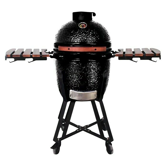 Kingstone Holzkohlegrill Kamado 38Schwarz, Hauptgrillfläche: Ø 38,3 cm Front View