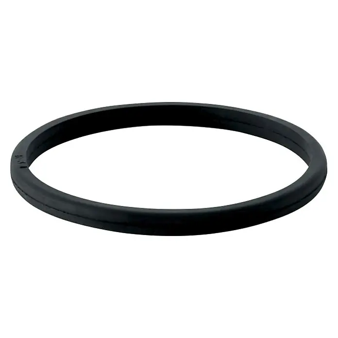 Geberit Profildichtung 894.082.00.1 - Passend für: Geberit Bassin 240.187.00.1 - Ein schwarzer Gummiring, wahrscheinlich ein Dichtungsring oder eine Art von Befestigungselement. Er liegt auf einem schwarzen Hintergrund.